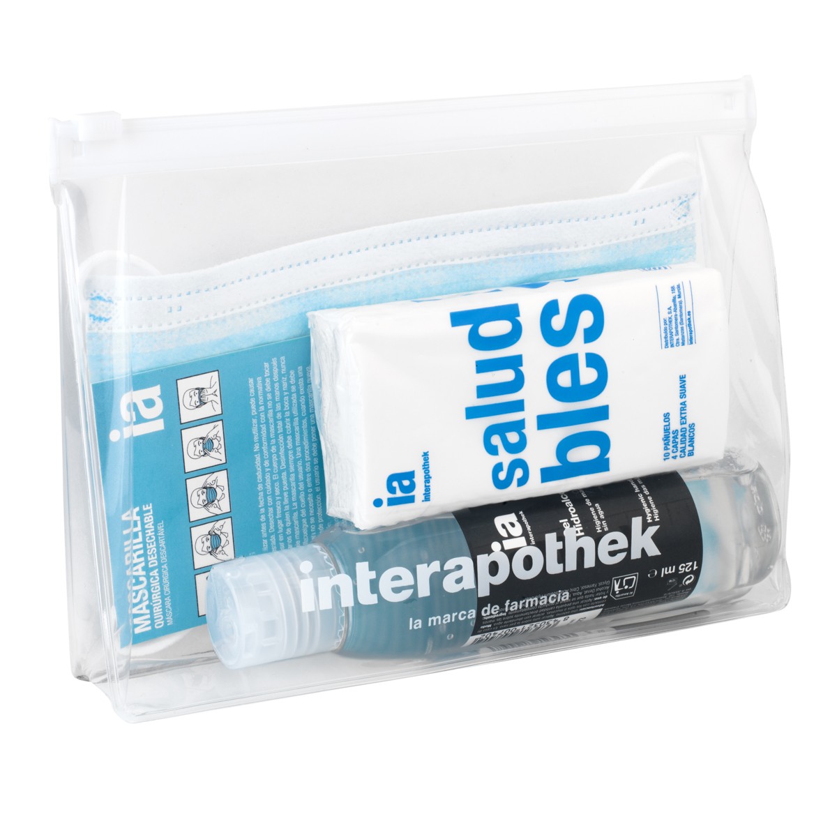 Imagen de Interapothek Neceser con mascarilla, gel hidroalcohólico y pañuelos