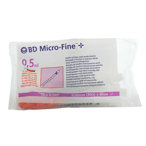 Imagen de B.D. Jeringa insulina 0,5mlu-100 10u