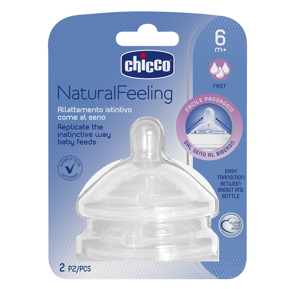 Imagen de Chicco Tetina natural feeling flujo rápido +6 meses 2uds