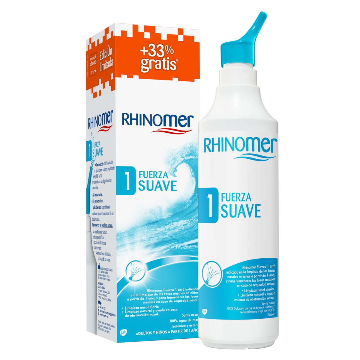 Imagen de Rhinomer fuerza 1 suave limpieza nasal 180ml