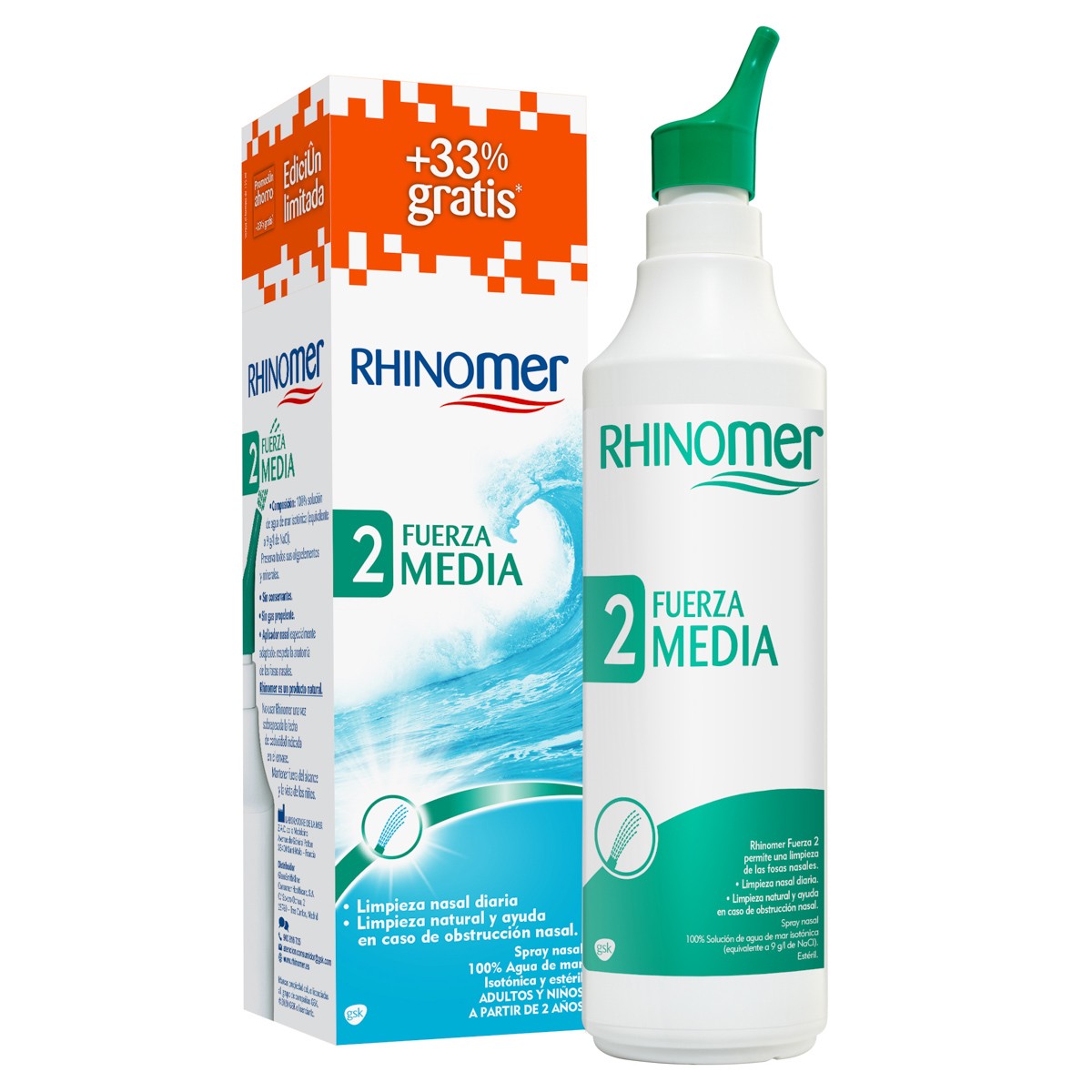 Imagen de Rhinomer fuerza 2 media limpieza nasal 180ml