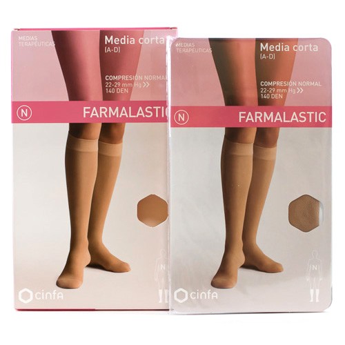 Imagen de Farmalastic Media Corta Cerrada Normal talla Reina Plus beige
