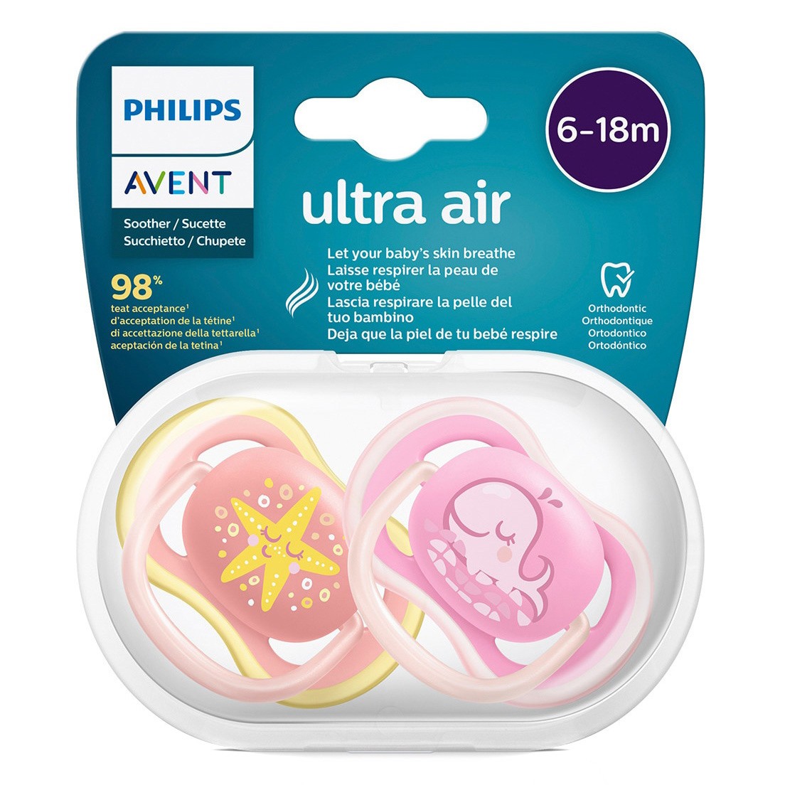 Imagen de Avent chupete ultra air decorado 6-18 niña