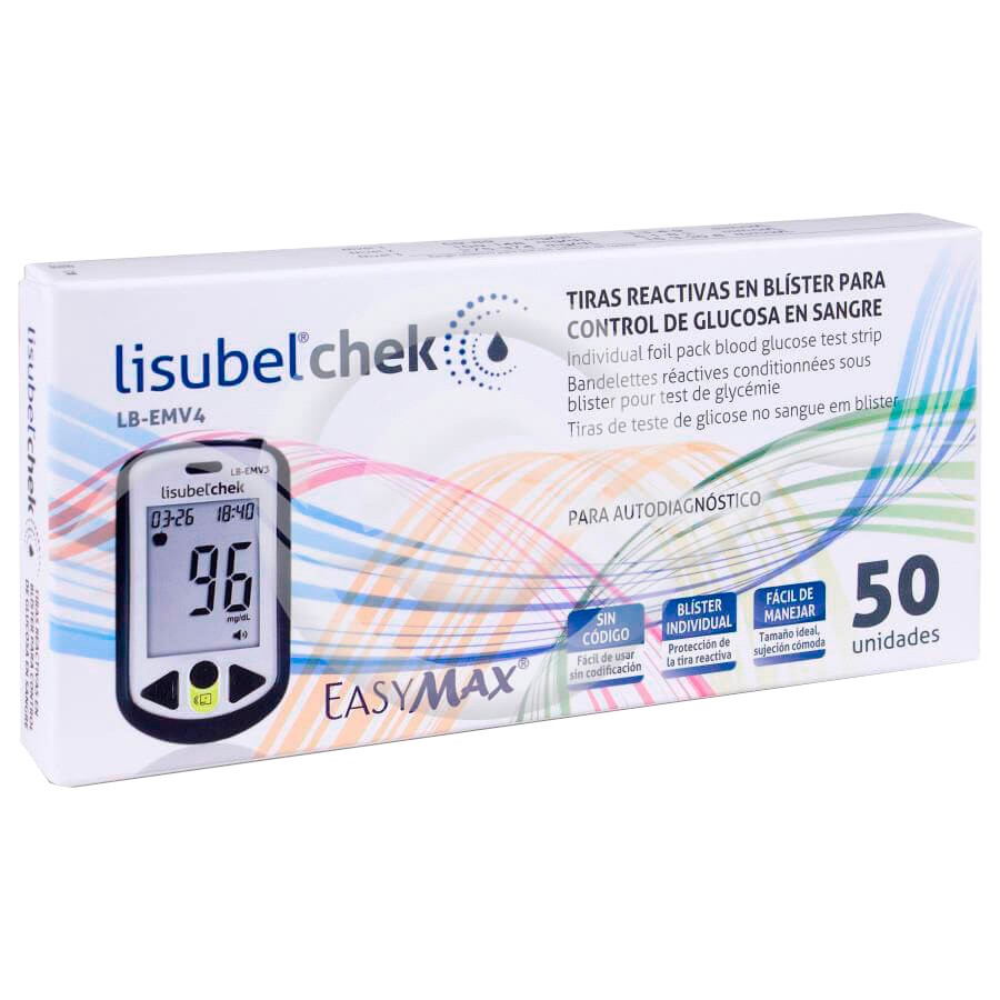 Imagen de Lisubel tiras reactivas chek lb-emv4 50 u