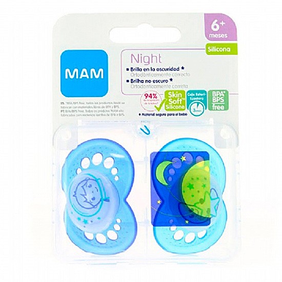 Imagen de Man Baby Chupete mam night 6+ azul