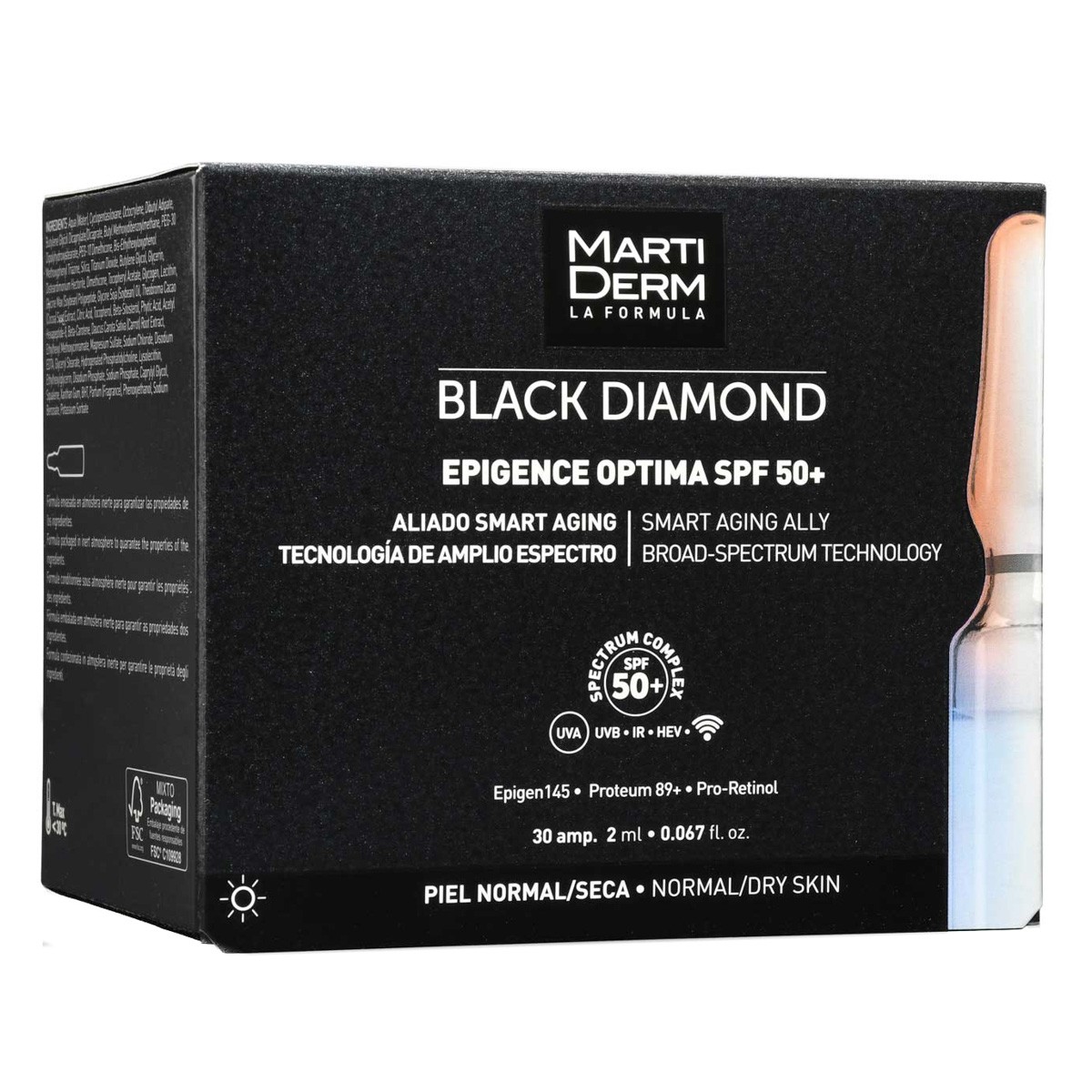 Imagen de MartiDerm Black Diamond Epigence Optima SPF 50+ 30 ampollas