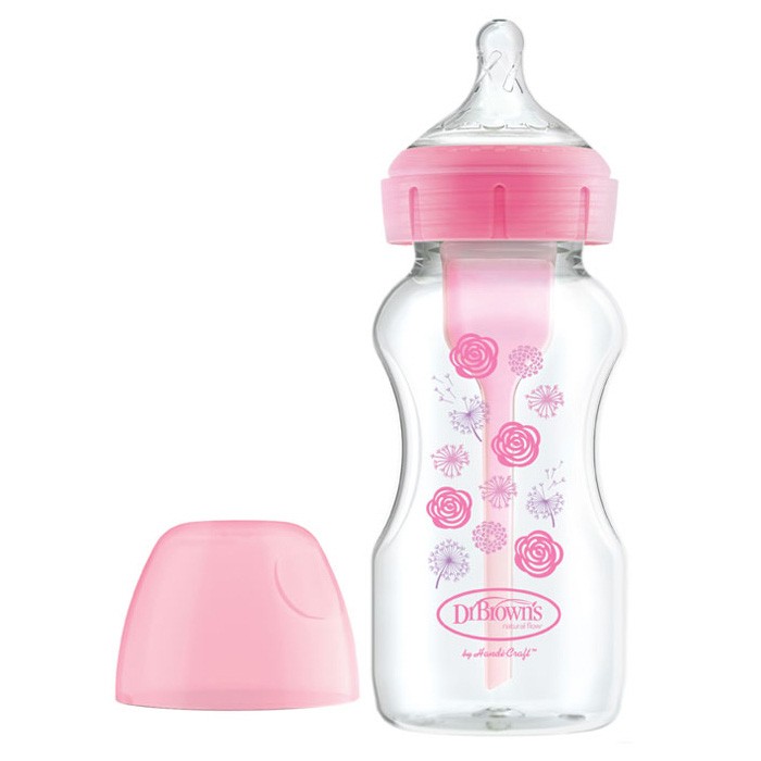 Imagen de Dr.Brown's biberón b/ancha rosa flores options 270ml