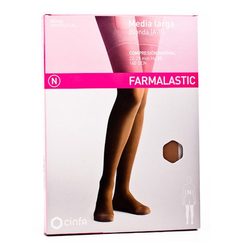 Imagen de Farmalastic Media Larga con Blonda Normal talla Reina Plus beige