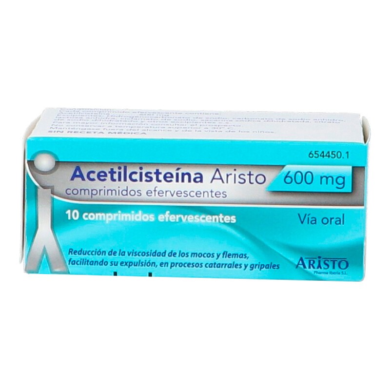 Imagen de Acetilcisteina Aristo 600 mg 10 comprimidos efervescentes