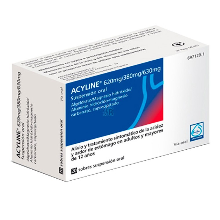 Imagen de Acyline 620 mg/380 mg/630 mg suspensión oral 20 sobres 10ml